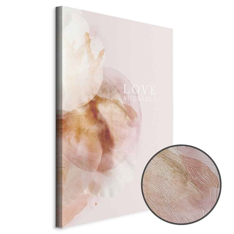 Produktvy av Love yourself. En rund detaljförstoring visar den strukturerade gelytan.