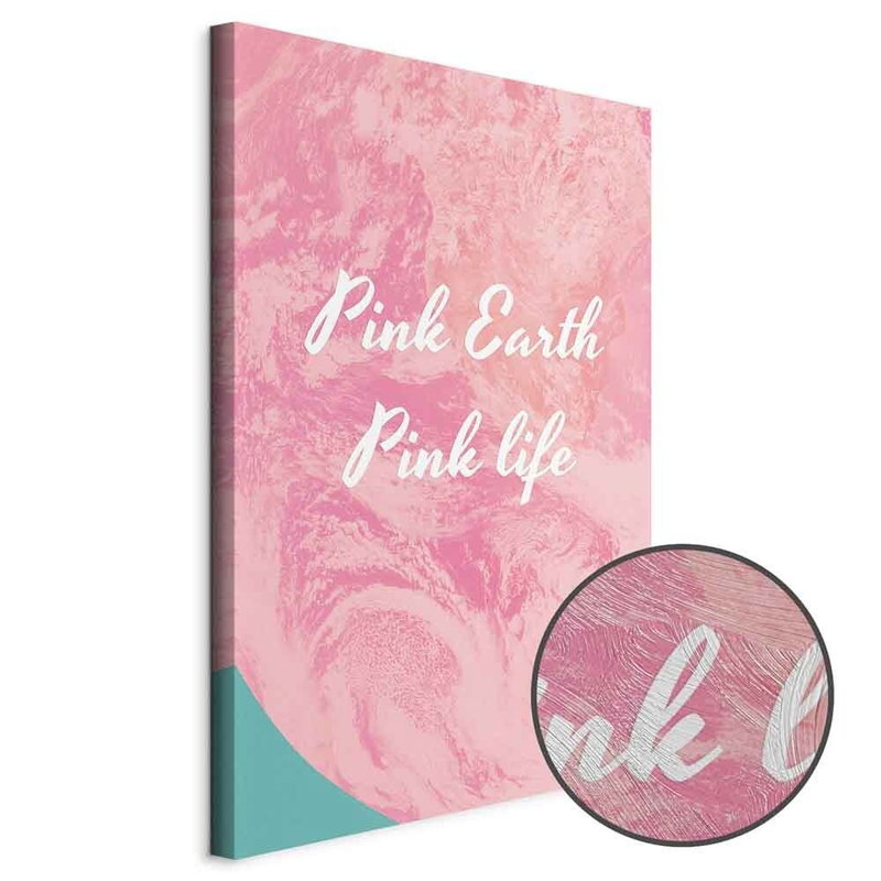 Produktvy av Pink earth pink life. En rund detaljförstoring visar den strukturerade gelytan.