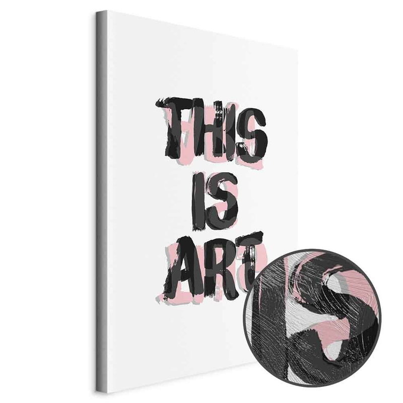 Produktvy av This is art. En rund detaljförstoring visar den strukturerade gelytan.