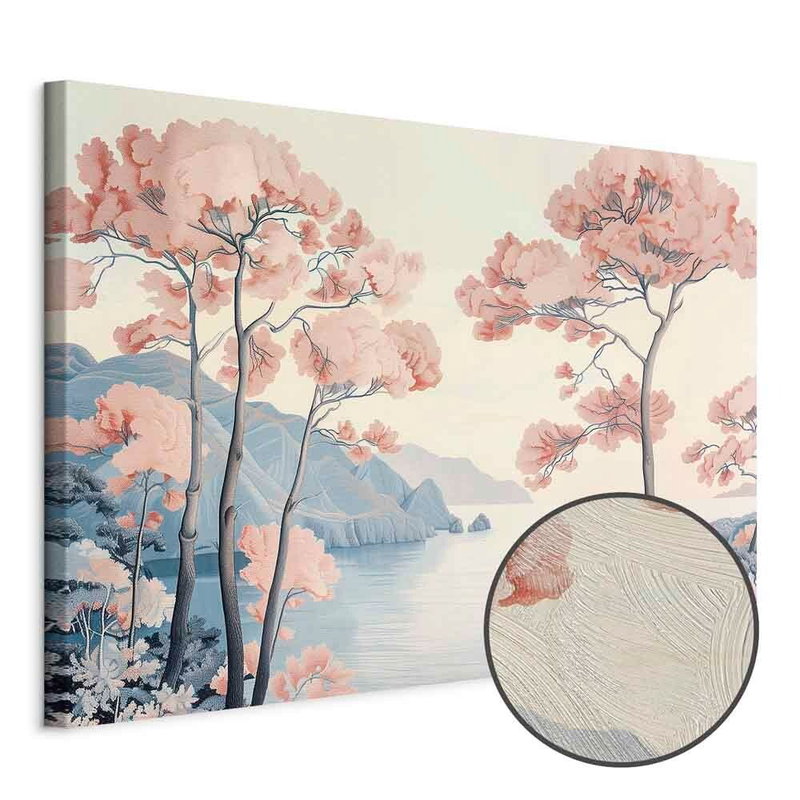 Produktvy av Landscape with the ocean. En rund detaljförstoring visar den strukturerade gelytan.