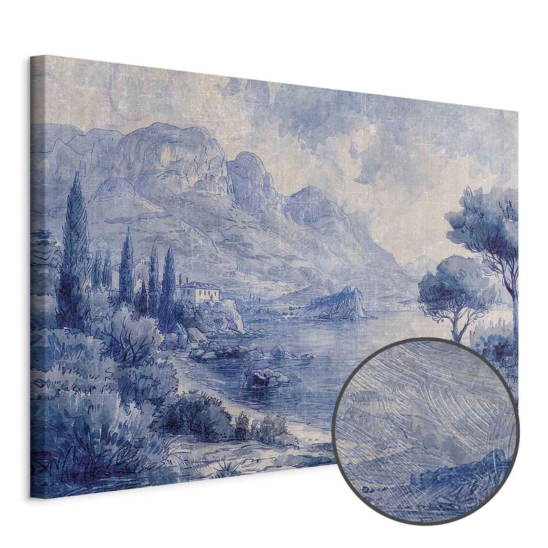 Produktvy av Blue bay - italian landscape. En rund detaljförstoring visar den strukturerade gelytan.