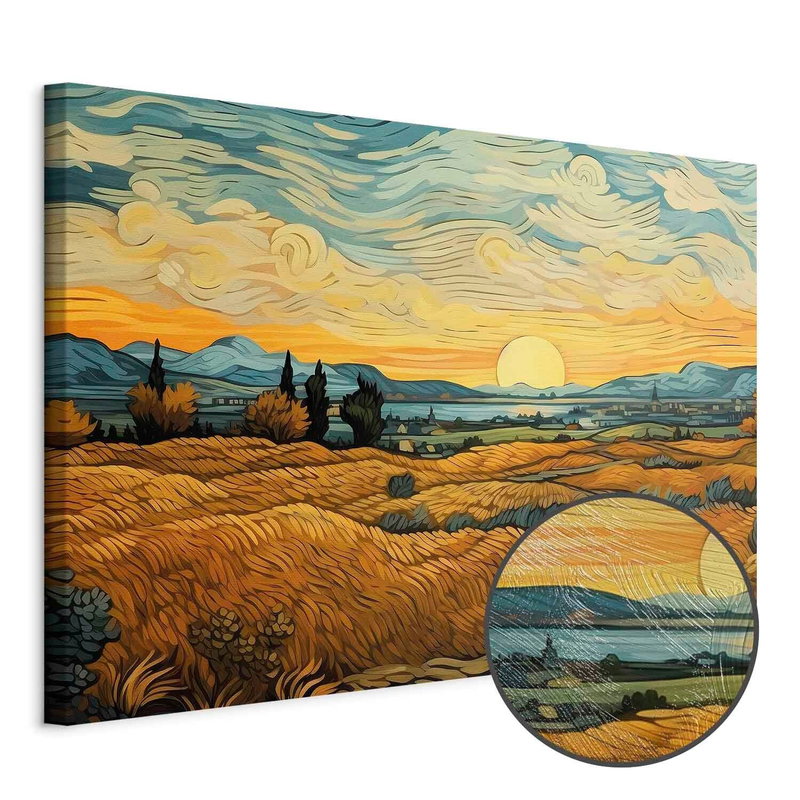 Produktvy av Impressionistic fields -. En rund detaljförstoring visar den strukturerade gelytan.