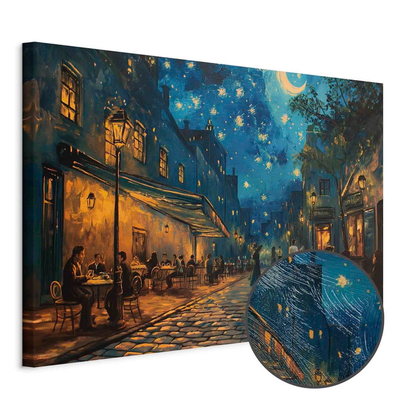 Produktvy av Paris street a painting. En rund detaljförstoring visar den strukturerade gelytan.