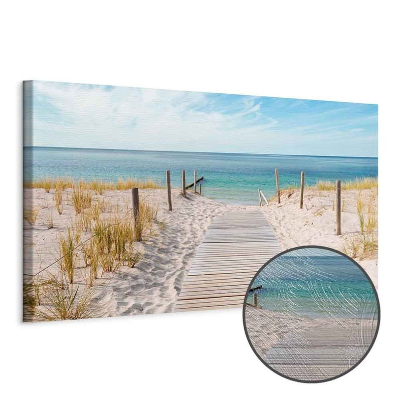 Produktvy av The silence of the sea. En rund detaljförstoring visar den strukturerade gelytan.
