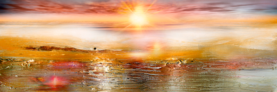 Vooraanzicht van Orange sea. De volledige gedrukte compositie is te zien zonder het schuine productaanzicht of de detailopname van het geloppervlak.