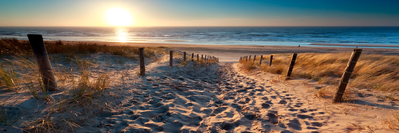 Vooraanzicht van Sunset path. De volledige gedrukte compositie is te zien zonder het schuine productaanzicht of de detailopname van het geloppervlak.