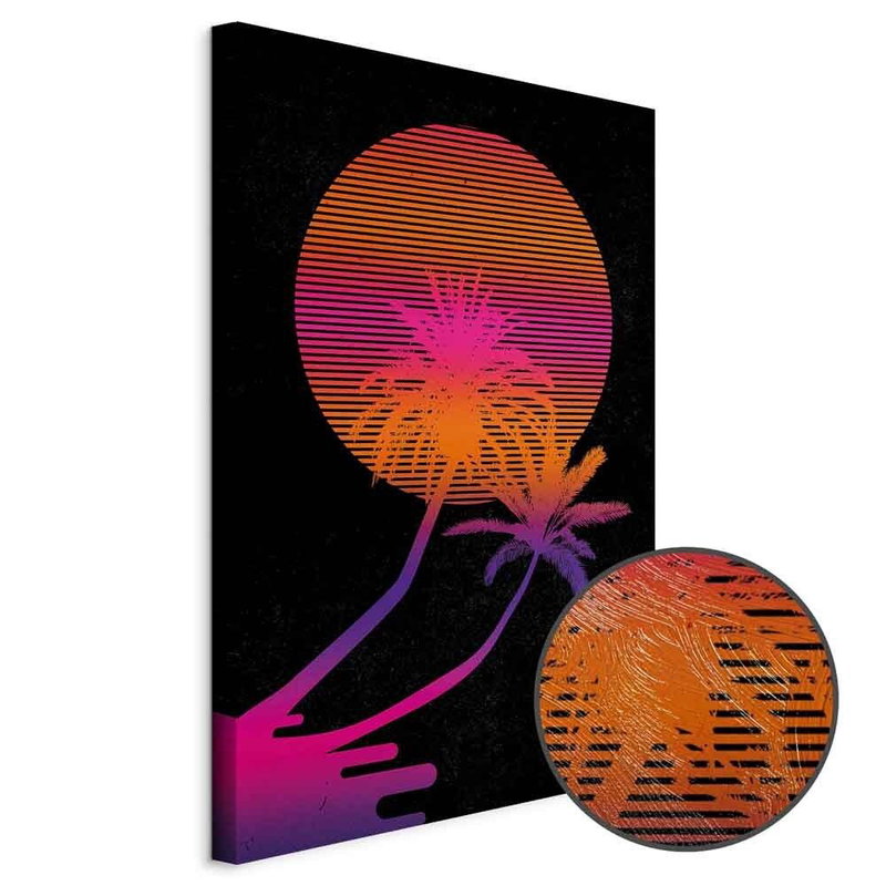 Produktvy av Palm at sunrise. En rund detaljförstoring visar den strukturerade gelytan.
