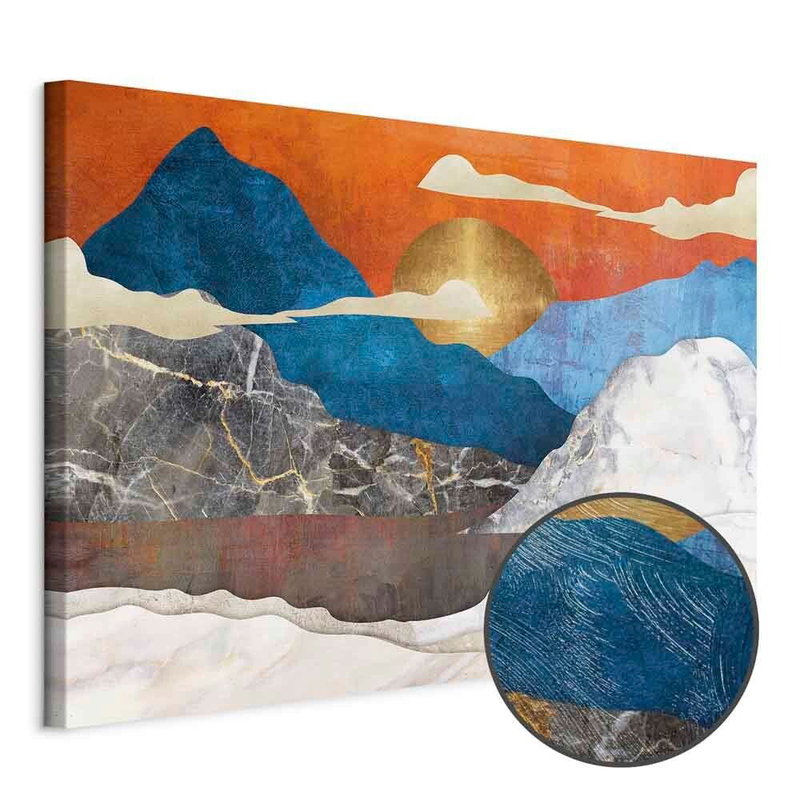 Produktvy av Mountain idyll wide. En rund detaljförstoring visar den strukturerade gelytan.