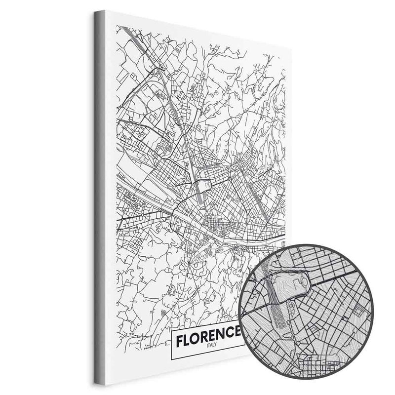 Produktvy av Florence map. En rund detaljförstoring visar den strukturerade gelytan.