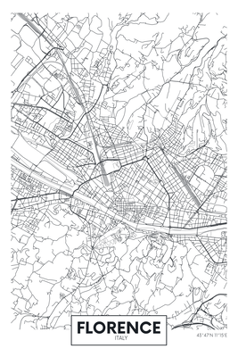 Vooraanzicht van Florence map. De volledige gedrukte compositie is te zien zonder het schuine productaanzicht of de detailopname van het geloppervlak.