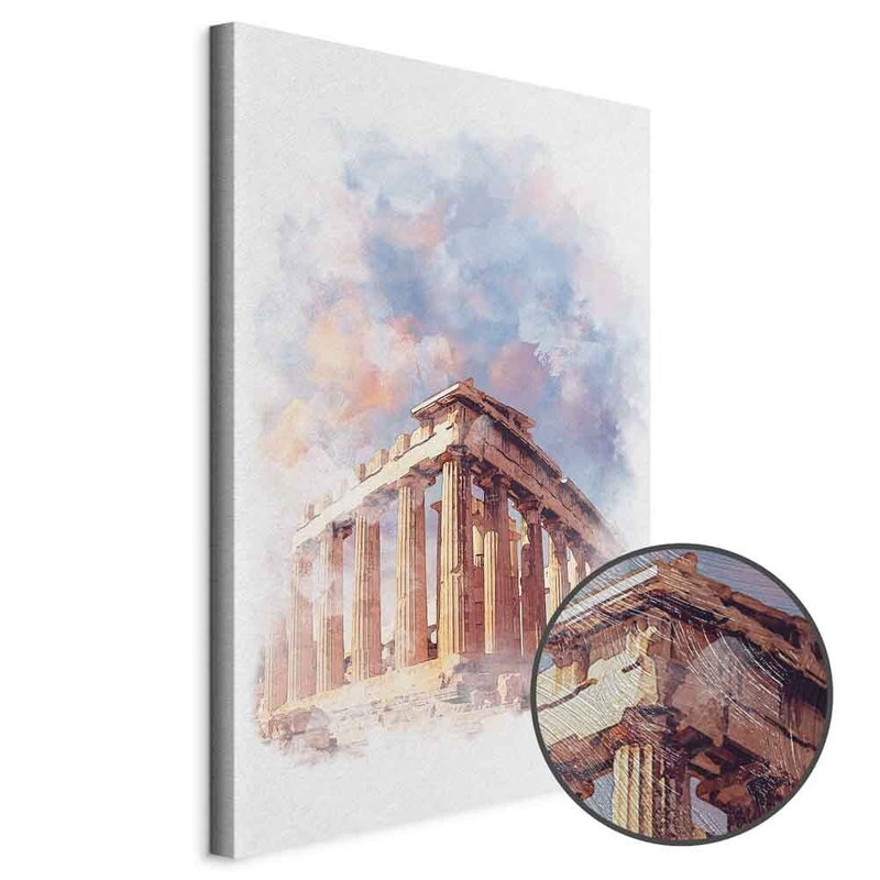Produktvy av Painted parthenon. En rund detaljförstoring visar den strukturerade gelytan.
