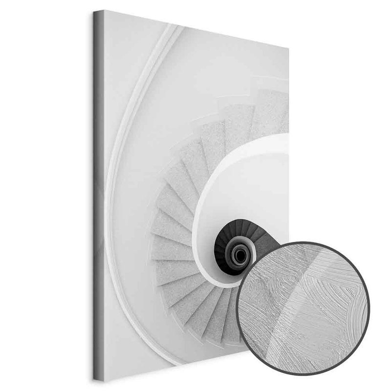 Produktvy av White stairs. En rund detaljförstoring visar den strukturerade gelytan.