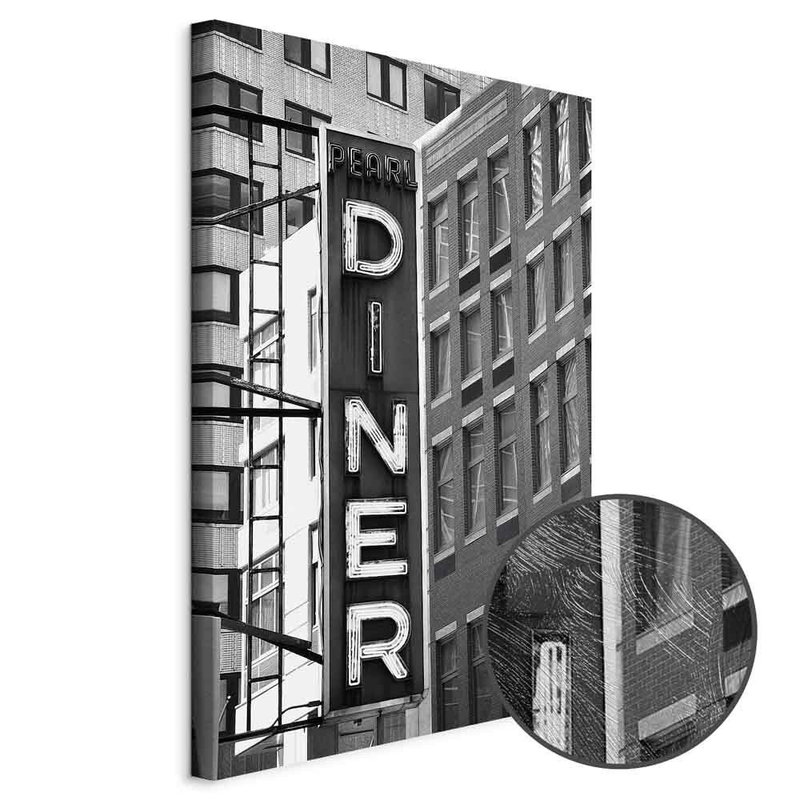 Produktvy av New york neon sign. En rund detaljförstoring visar den strukturerade gelytan.