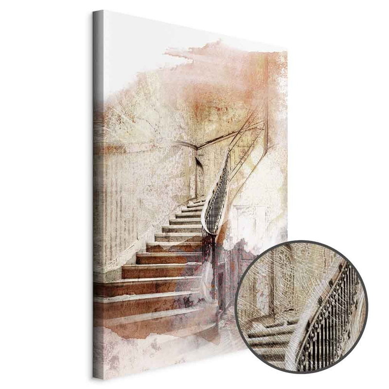Produktvy av Secret stairs. En rund detaljförstoring visar den strukturerade gelytan.