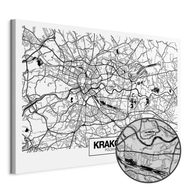 Produktvy av City plan krakow wide. En rund detaljförstoring visar den strukturerade gelytan.