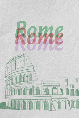 Vooraanzicht van Rome in watercolours. De volledige gedrukte compositie is te zien zonder het schuine productaanzicht of de detailopname van het geloppervlak.