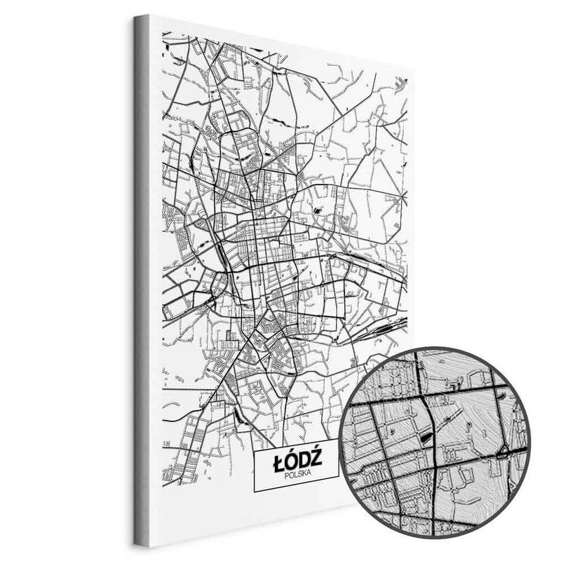 Produktvy av City plan lodz. En rund detaljförstoring visar den strukturerade gelytan.