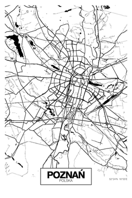 Vooraanzicht van City plan poznan. De volledige gedrukte compositie is te zien zonder het schuine productaanzicht of de detailopname van het geloppervlak.