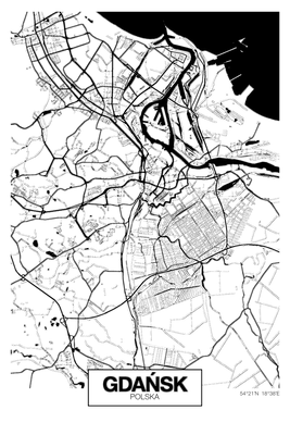 Vooraanzicht van City plan gdansk. De volledige gedrukte compositie is te zien zonder het schuine productaanzicht of de detailopname van het geloppervlak.