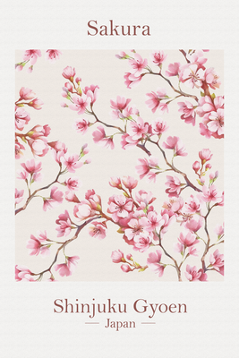 Vooraanzicht van Sakura. De volledige gedrukte compositie is te zien zonder het schuine productaanzicht of de detailopname van het geloppervlak.