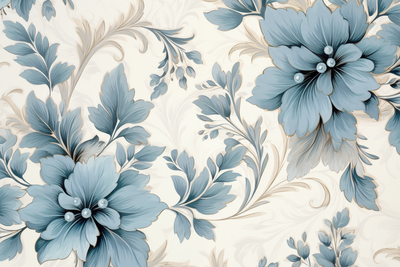 Vooraanzicht van Turquoise flowers in retro. De volledige gedrukte compositie is te zien zonder het schuine productaanzicht of de detailopname van het geloppervlak.