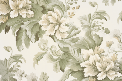 Vooraanzicht van Retro vintage flowers in. De volledige gedrukte compositie is te zien zonder het schuine productaanzicht of de detailopname van het geloppervlak.