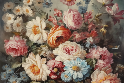 Vooraanzicht van The scent of garden flowers. De volledige gedrukte compositie is te zien zonder het schuine productaanzicht of de detailopname van het geloppervlak.