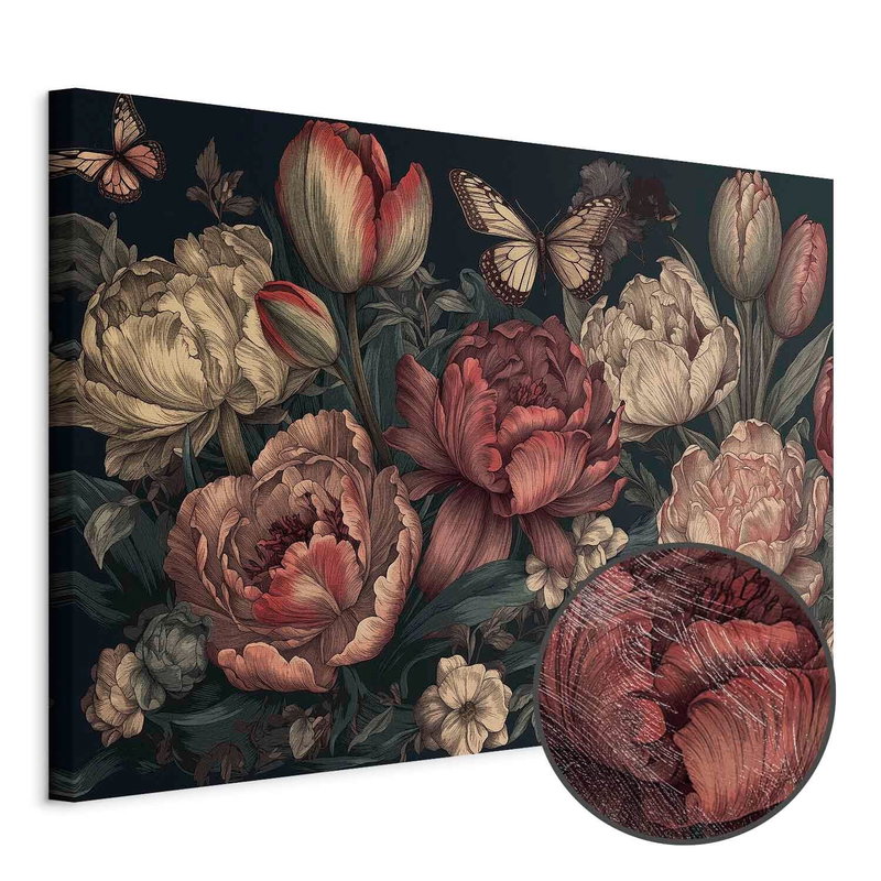 Produktvy av Flowers on a turquoise. En rund detaljförstoring visar den strukturerade gelytan.