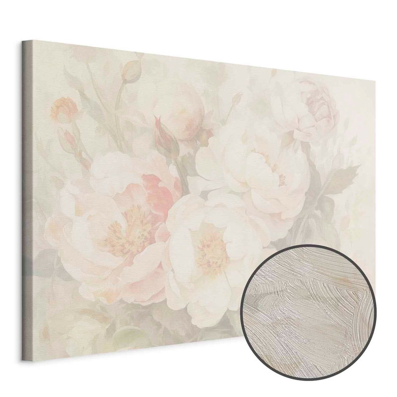 Produktvy av Peonies in the mist. En rund detaljförstoring visar den strukturerade gelytan.
