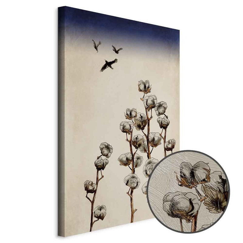 Produktvy av Cotton branches. En rund detaljförstoring visar den strukturerade gelytan.