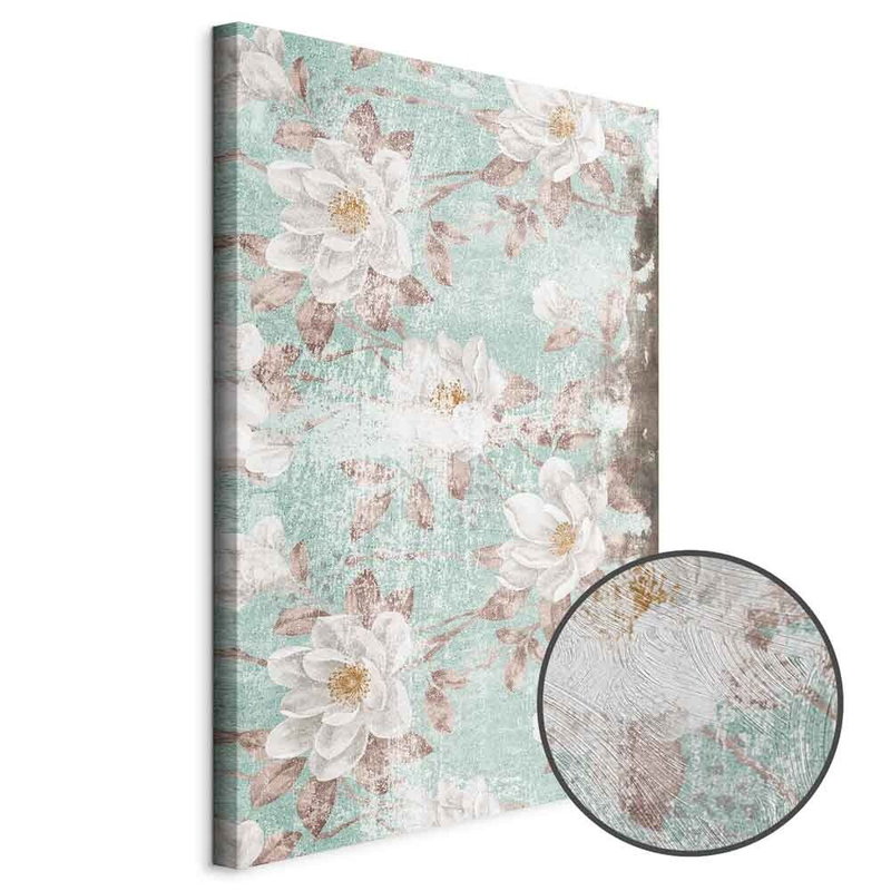 Produktvy av Roman flowers. En rund detaljförstoring visar den strukturerade gelytan.
