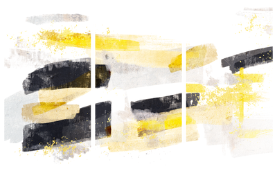 Vooraanzicht van Modern chic. De volledige gedrukte compositie is te zien op 3 canvasdelen met zichtbare tussenruimten.