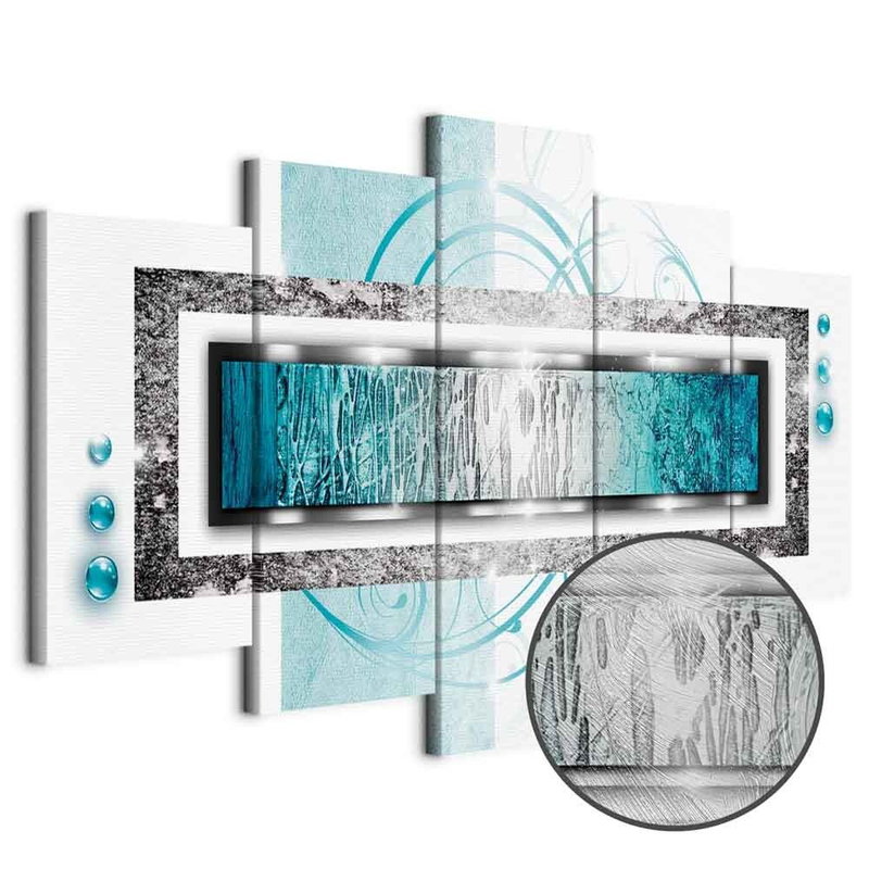 Produktvy av Turquoise blizzard. En rund detaljförstoring visar den strukturerade gelytan.