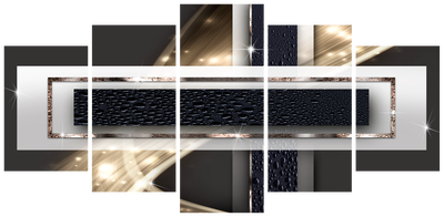 Vooraanzicht van Night storm. De volledige gedrukte compositie is te zien op 5 canvasdelen met zichtbare tussenruimten.