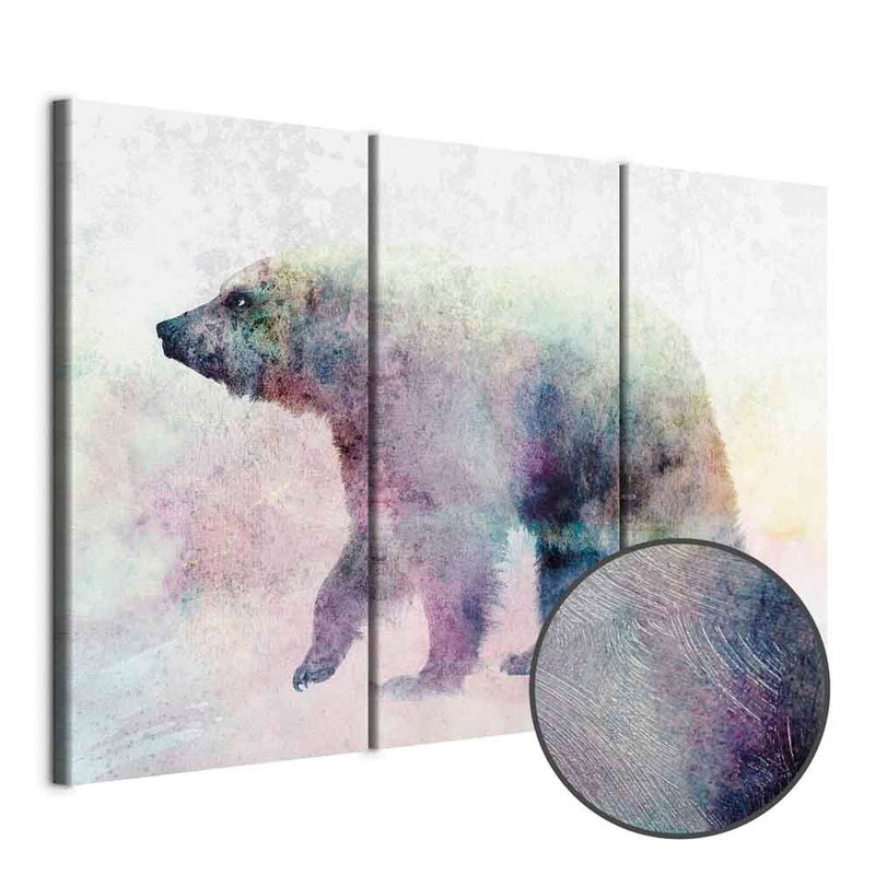 Produktvy av Lonely bear. En rund detaljförstoring visar den strukturerade gelytan.