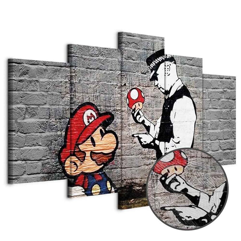 Produktvy av Super mario mushroom cop. En rund detaljförstoring visar den strukturerade gelytan.