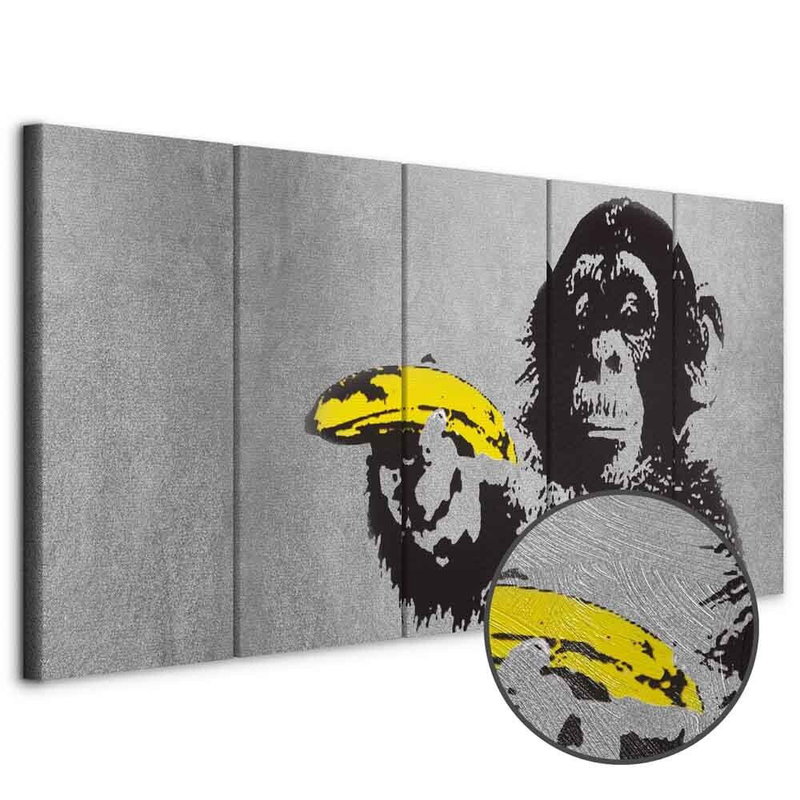 Produktvy av Monkey and banana. En rund detaljförstoring visar den strukturerade gelytan.