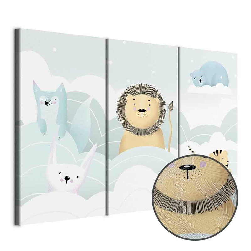 Produktvy av Fairy-tale zoo. En rund detaljförstoring visar den strukturerade gelytan.