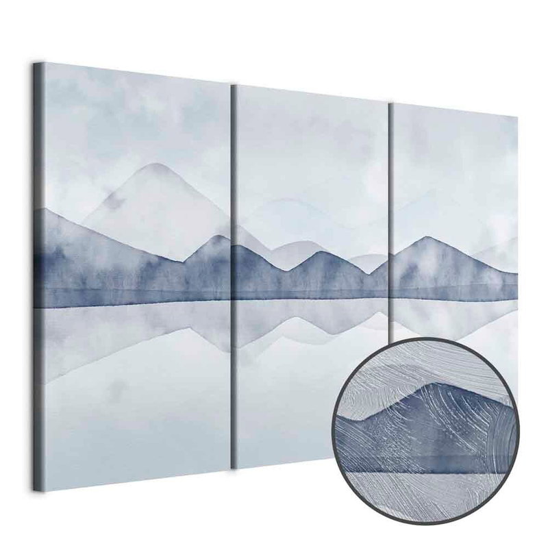 Produktvy av Lake in the mountains. En rund detaljförstoring visar den strukturerade gelytan.