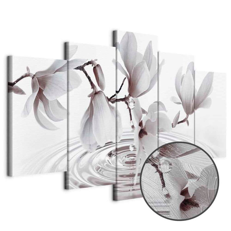 Produktvy av Magnolias over water wide. En rund detaljförstoring visar den strukturerade gelytan.
