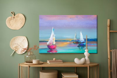 Ljuddämpande tavla - Abstract sailing ships on sea