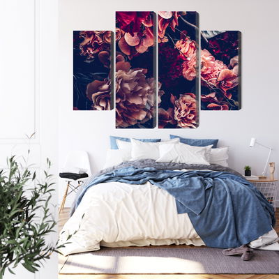 Ljuddämpande tavla - Colorful flowers in a retro