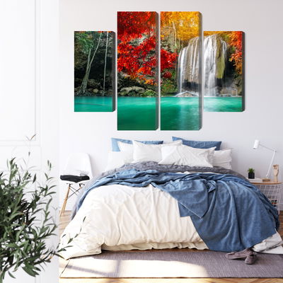 Ljuddämpande tavla - Cascade in the autumn forest