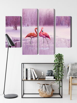Ljuddämpande tavla - Flamingos against a purple