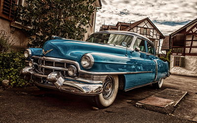 Ljuddämpande tavla - A blue cadillac eldorado