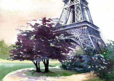 Ljuddämpande tavla - Eiffel tower painted