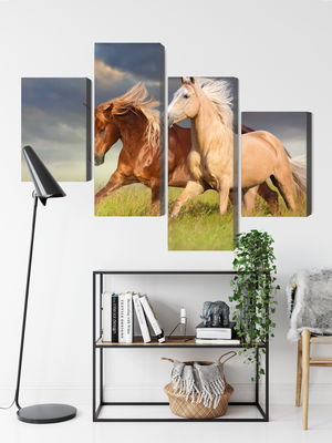 Ljuddämpande tavla - Horses galloping in a 3d