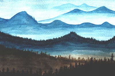 Ljuddämpande tavla - Watercolor mountain