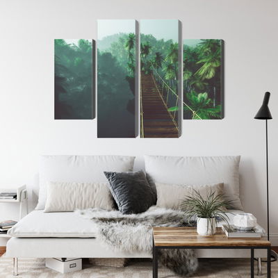 Ljuddämpande tavla - Rope bridge in the jungle 3d