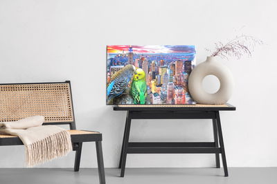 Ljuddämpande tavla - Budgerigars against